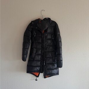 Superdry Black and Orange Puffer Jacket